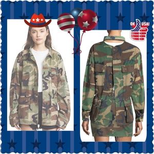 Kendall & Kylie Open Back Camo Jacket